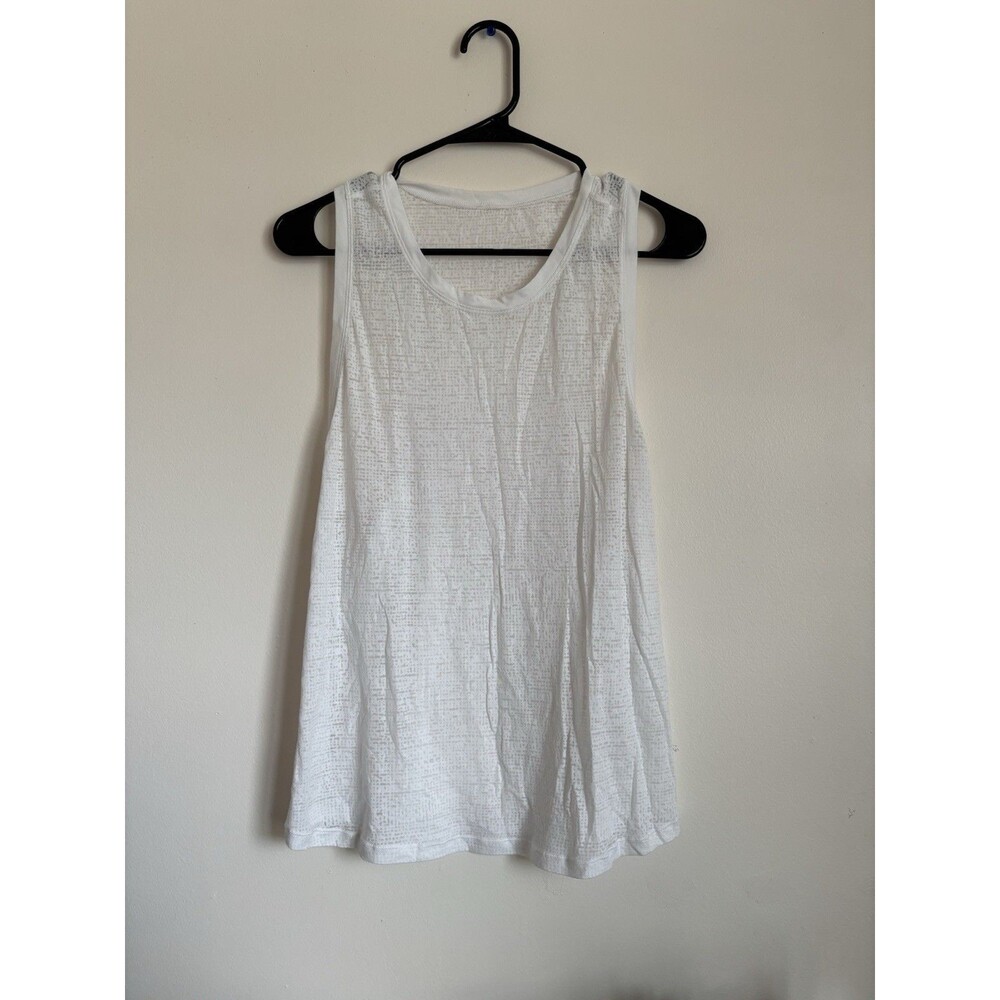 Lululemon Salutation to Savasana Tank White Burnout Mesh Sz 4 Read Measurements